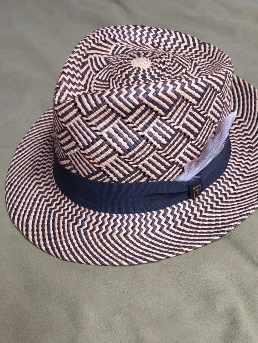 Woven Straw Fedora with Black Band